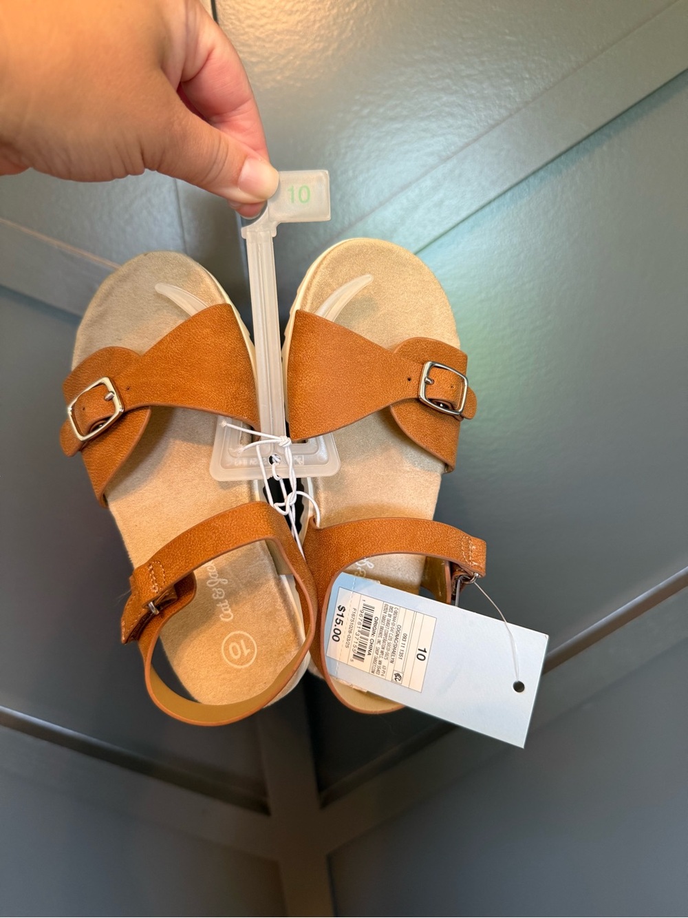 Cat & Jack Girls Brown Two-Strap Buckle Sandals